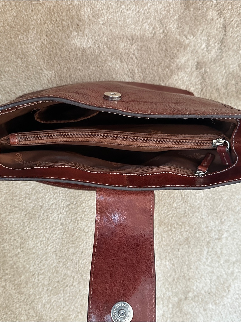 Vintage Fossil ZB9097 90s Oxblood Brown Genuine Leather Shoulder Bag Purse - Picture 5 of 13